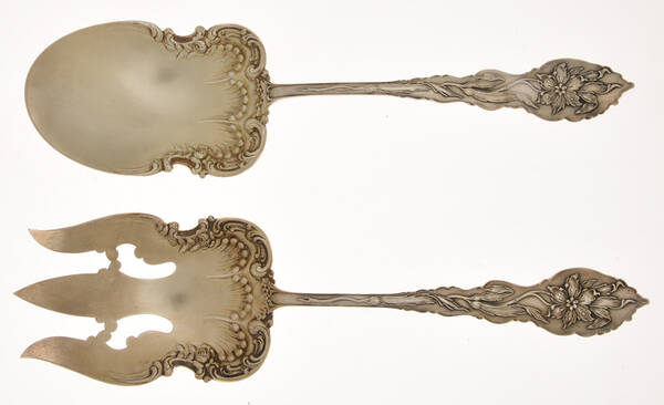 Narcissus (Sterling, 1890, No Monograms) Solid Oversized Serving Salad Set