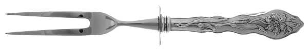 Narcissus (Sterling, 1890, No Monograms) Small Steak Carving Fork with Stainless Prongs