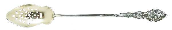 Narcissus (Sterling, 1890, No Monograms) Pierced Bowl Short Handle Olive Spoon