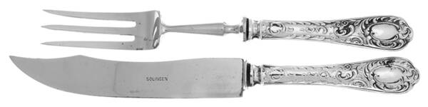 Sterling Flatware Large 2-Piece Roast Carving Set w/Stainless Blade by Unknown Mfg Silver