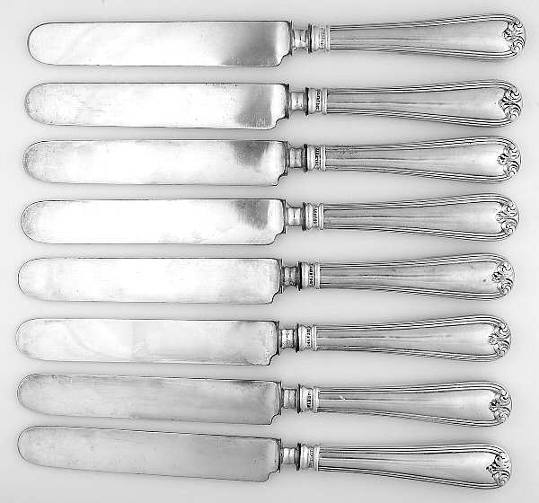 Sterling Flatware (Set of 8) Dessert Knife with Silverplate Blade by Unknown Mfg Silver