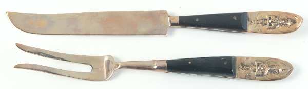 Thailand Small Stainless Blade 2-Piece Steak Carving Set by Unknown Mfg Silver