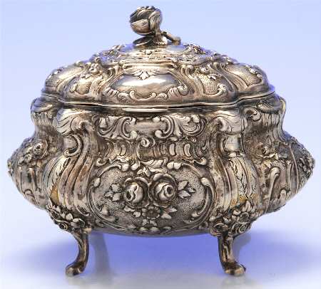 Germany Sterling Hollowware Vanity Box with Hinged Lid by Unknown Manufacturer