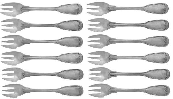 European Style Sterling Flatware Pastry Fork - Set of 12