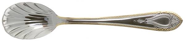 UNF1541 (Stainless, Gold Accent, Plain Cameo) Sugar Shell Spoon by Unknown Mfg Silver