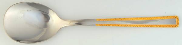 UNF1524GO (Stainless, Gold Accent) Solid Salad Serving Spoon