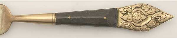 Siam (Brass)-Brown Handle, Scroll Design by Unknown Mfg Silver