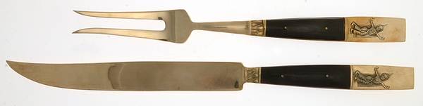 Siam (Brass) Large 2-Piece Roast Carving Set w/Stainless Blade