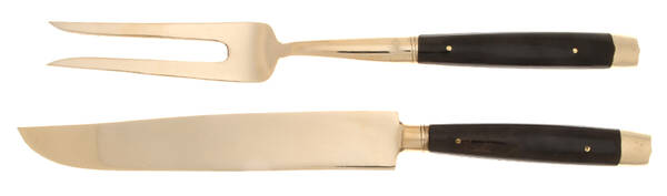 URT2 (Brass) Small Stainless Blade 2-Piece Steak Carving Set