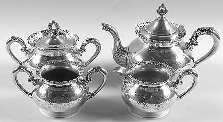 468 (Silverplate, Hollowware) 4 Piece Tea Set (Tea Pot, Cream, Sugar & Waste)