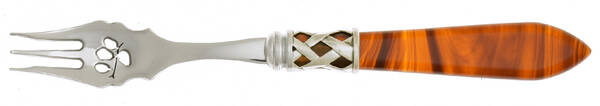 Aladdin-Tortoiseshell (Antique Lattice) Pickle Fork Pierced with Short Handle HC