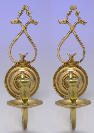 Brassware Collection (Hollowware) Pair of Wall Sconces