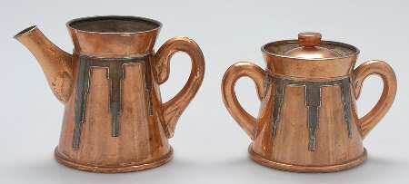 555 (Copper, Hollowware) Creamer & Sugar with Lid Set