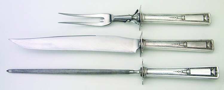 Buckingham (Silverplate, 1924) Large 3-Piece Roast Carving Set w/ Stainless Blade