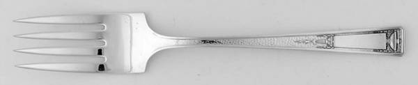 Buckingham (Silverplate, 1924, Monograms) Small Steak Carving Fork with Stainless Prongs