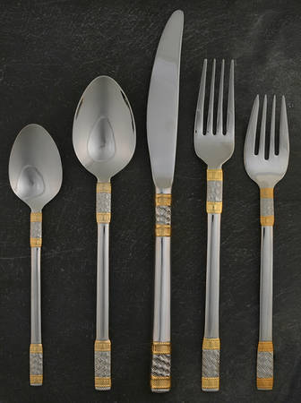 Golden Corsica (Stainless, Gold Accent) 5 Piece Place Setting