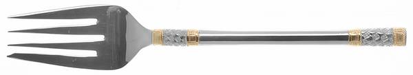 Golden Corsica (Stainless, Gold Accent) Large Solid Cold Meat Serving Fork