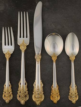 Golden Grande Baroque (Sterling, Gold Accent) 5 Piece Place Size Setting