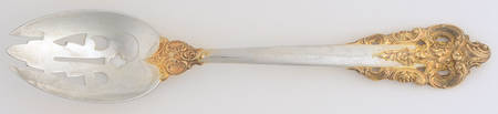 Golden Grande Baroque (Sterling, Gold Accent) Pierced Tablespoon (Serving Spoon)