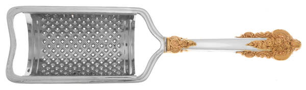 Golden Grande Baroque (Sterling, Gold Accent) Cheese Grater with Hollow Handle, Stainless Grater