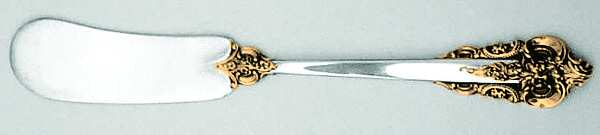 Golden Grande Baroque (Sterling, Gold Accent) Flat Handle Butter Spreader