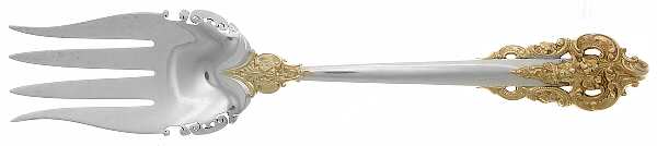 Golden Grande Baroque (Sterling, Gold Accent) Solid Salad Serving Fork