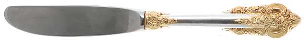 Golden Grande Baroque (Sterling, Gold Accent) Modern Hollow Butter Spreader (Stainless)