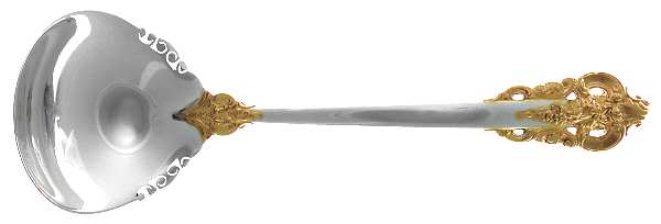 Golden Grande Baroque (Sterling, Gold Accent) Solid Piece Cream Ladle