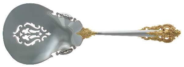 Golden Grande Baroque (Sterling, Gold Accent) Tomato Server, Solid Piece