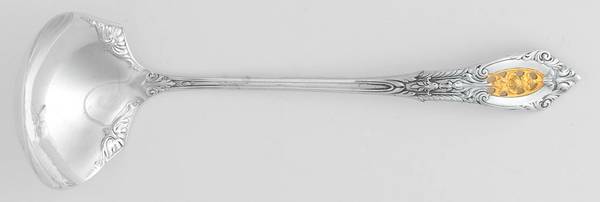 Golden Rose Point (Sterling, 1988, Gold Accent Rose) Solid Piece Cream Ladle