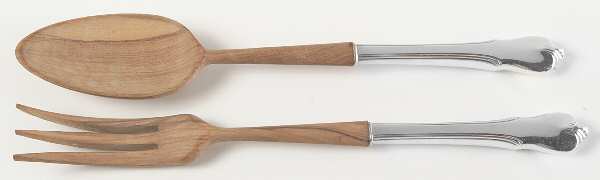 Grand Colonial (Sterling, 1942, No Monos) Wooden Bowl 2-Piece Salad Set