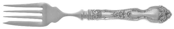 La Reine (Sterling, 1921, No Monograms) Individual Hollow Fish Fork, Stainless Tines
