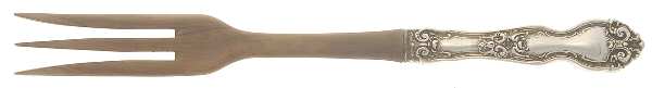 La Reine (Sterling, 1921, No Monograms) Salad Serving Fork with Wooden Prongs