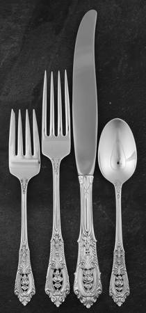 Rose Point (Sterling, 1934, No Monograms) 4 Piece Dinner Size Setting