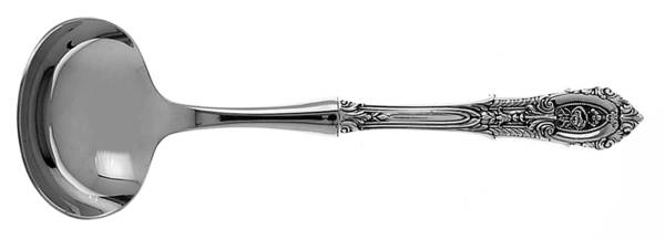 Rose Point (Sterling, 1934, No Monograms) Hollow Handle Gravy Ladle with Stainless Bowl