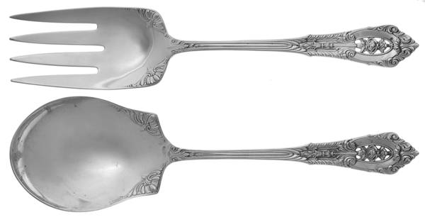 Rose Point (Sterling, 1934, No Monograms) (2 Pc) Solid Salad Set