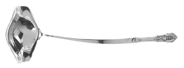 Rose Point (Sterling, 1934, No Monograms) Hollow Handle Punch Ladle with Solid Bowl