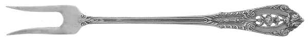Rose Point (Sterling, 1934, No Monograms) Short Handle Pickle/Olive Fork
