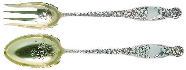Heraldic (Sterling, 1880) Solid Oversized Serving Salad Set by Whiting Manf Co