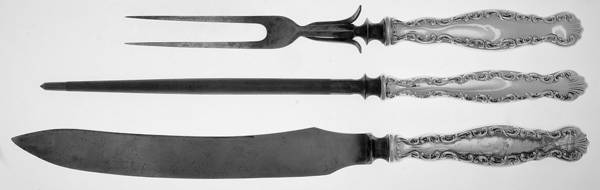 Louis XV (Sterling, 1891) Large 3-Piece Roast Carving Set w/ Stainless Blade