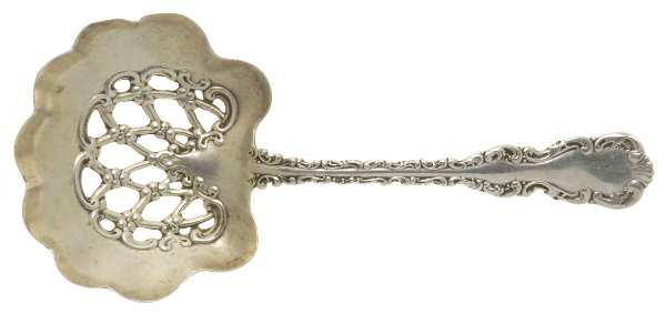 Louis XV (Sterling, 1891) Solid Bon Bon Spoon with Pierced Bowl