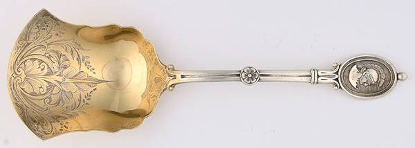 Medallion (Sterling, 1862) Bright Cut Cracker Spoon