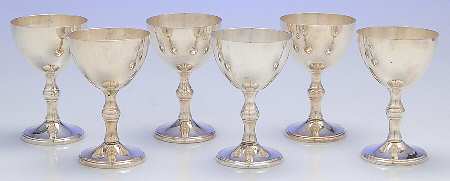 Silverplate Hollowware (Set of 6) Wine Goblet by W & S Blackington Co