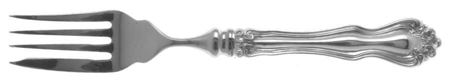 George & Martha Washington (Sterling, 1940) Individual Hollow Fish Fork, Stainless Tines
