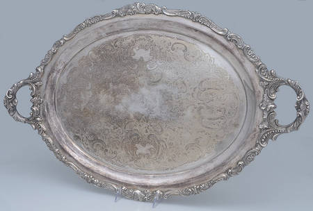 Baroque (Silverplate, Hollowware, Older) Large Silverplate Waiter Tray