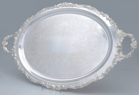 Baroque (Silverplate, Hollowware, Older) Large Footed Waiter Tray
