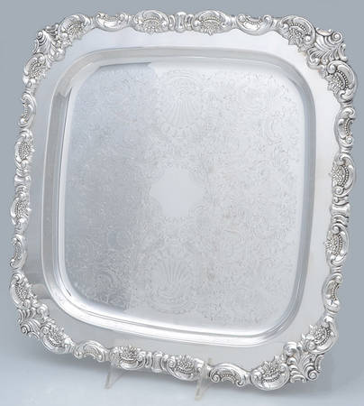 Baroque (Silverplate, Hollowware, Older) Square Silverplate Tray