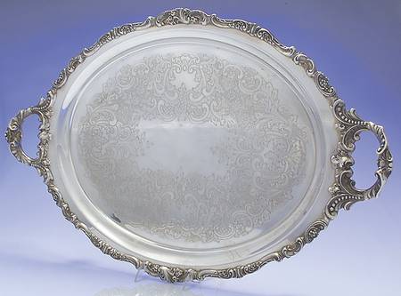 Baroque (Silverplate, Hollowware, Older) Large Silverplate Waiter Tray