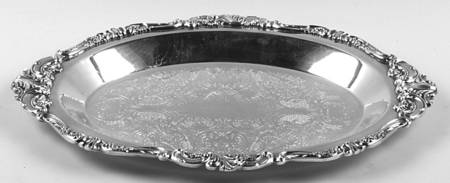 Baroque (Silverplate, Hollowware, Older) Small Plated Meat Platter No Well