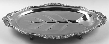 Baroque (Silverplate, Hollowware, Older) 19" 4 Toed Meat Platter with Well
